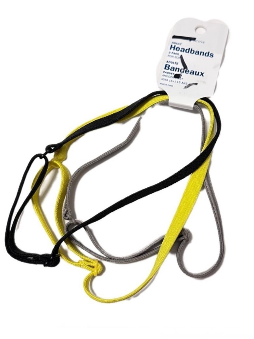 Old navy headband 3 pack non slip adult adjustable grey black yellow